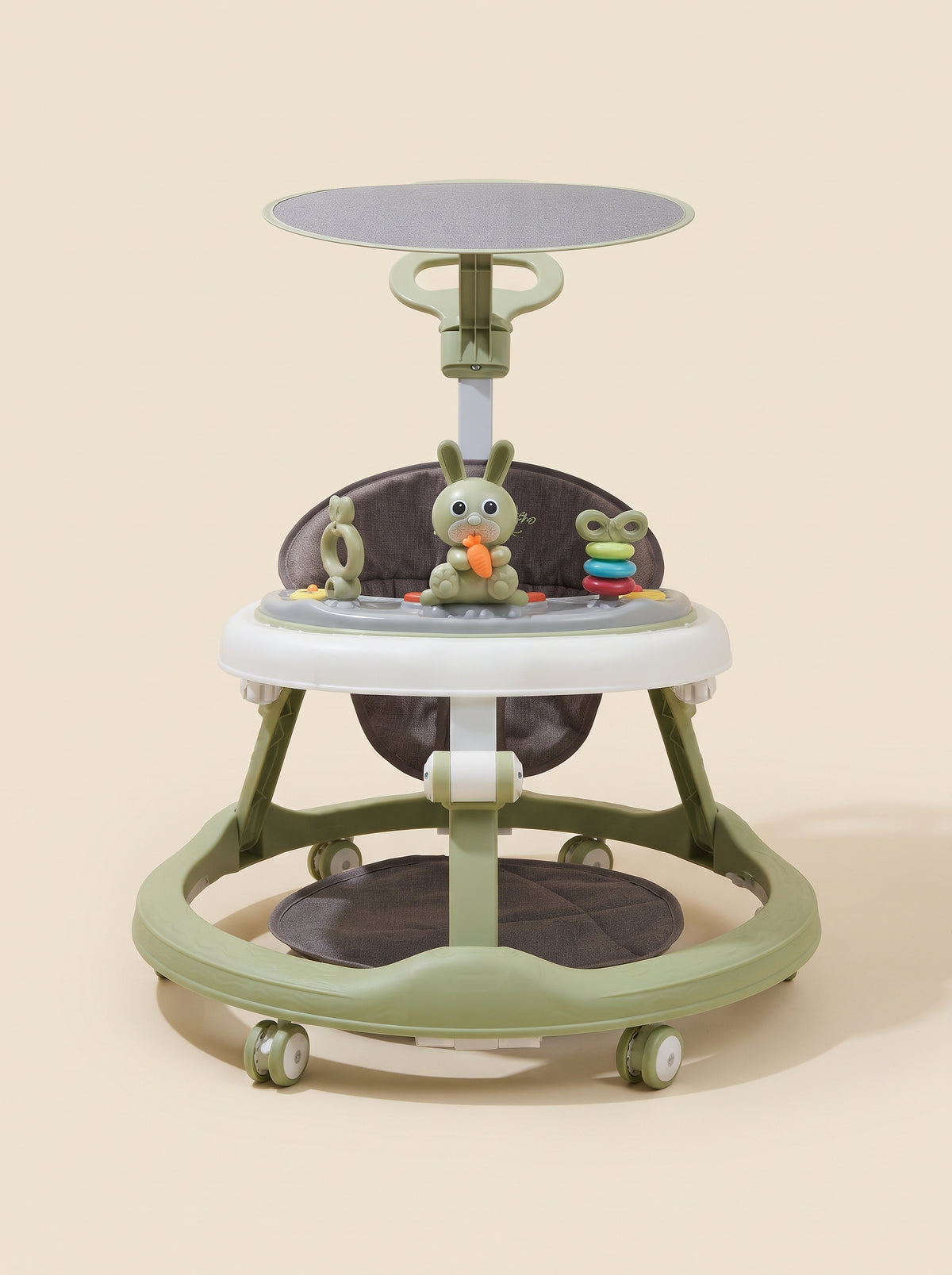 Green Canopy Baby Walker with Bunny Toy