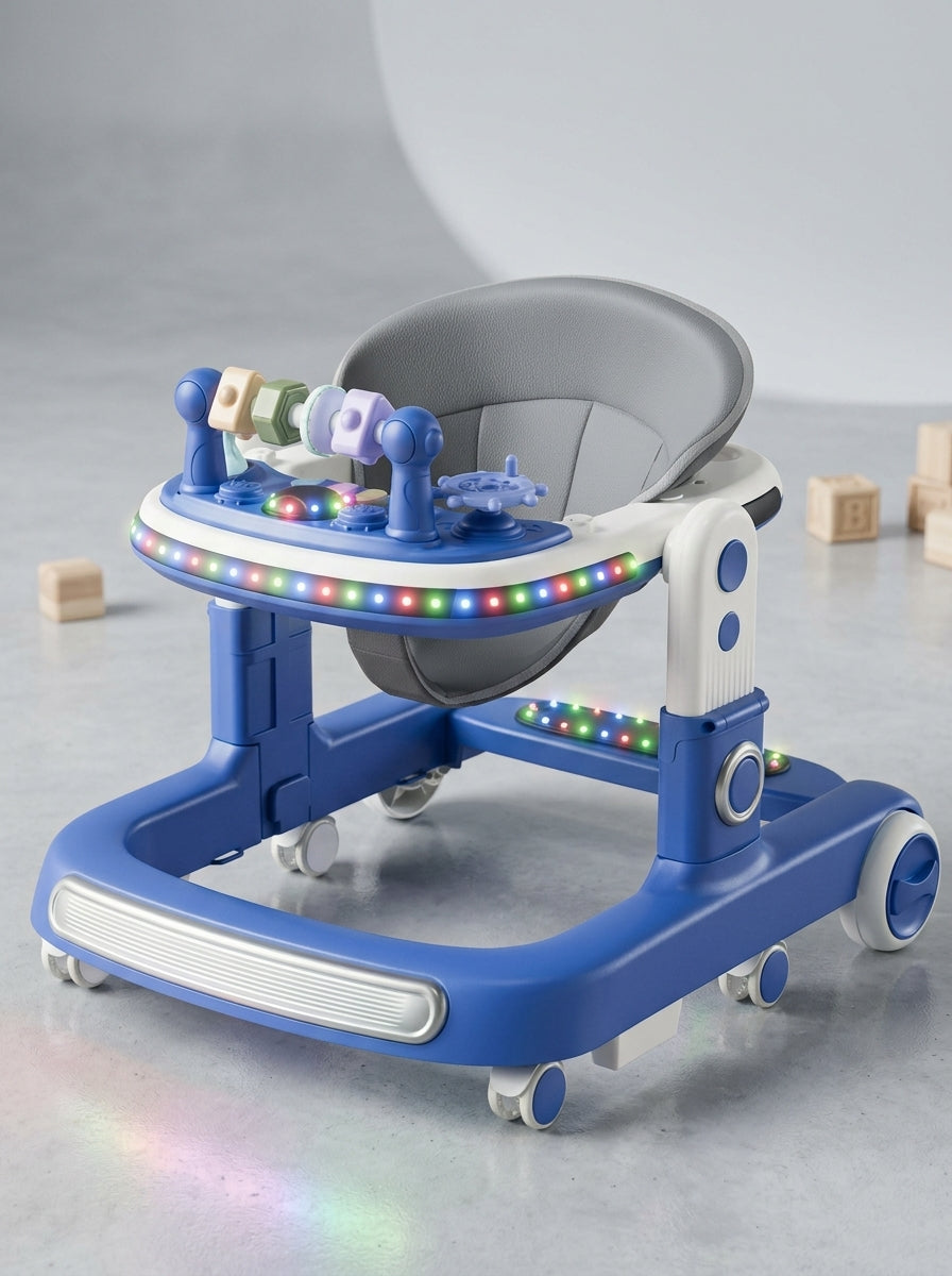 Blue Interactive LED Light-Up Baby Walker