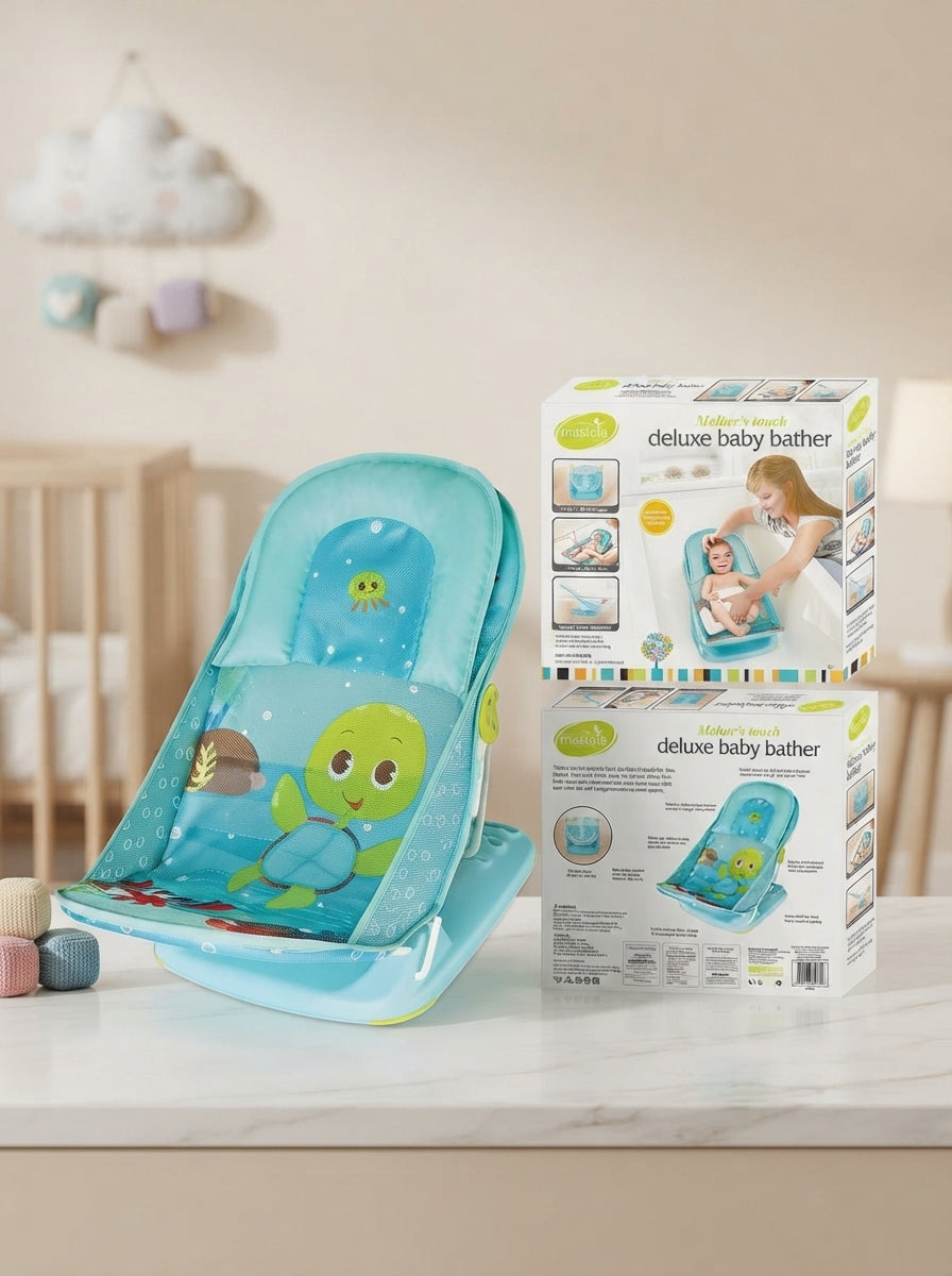 Turtle Print Deluxe Baby Bather with Packaging Boxes
