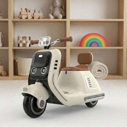 Kids Cream Electric Ride-On Scooter