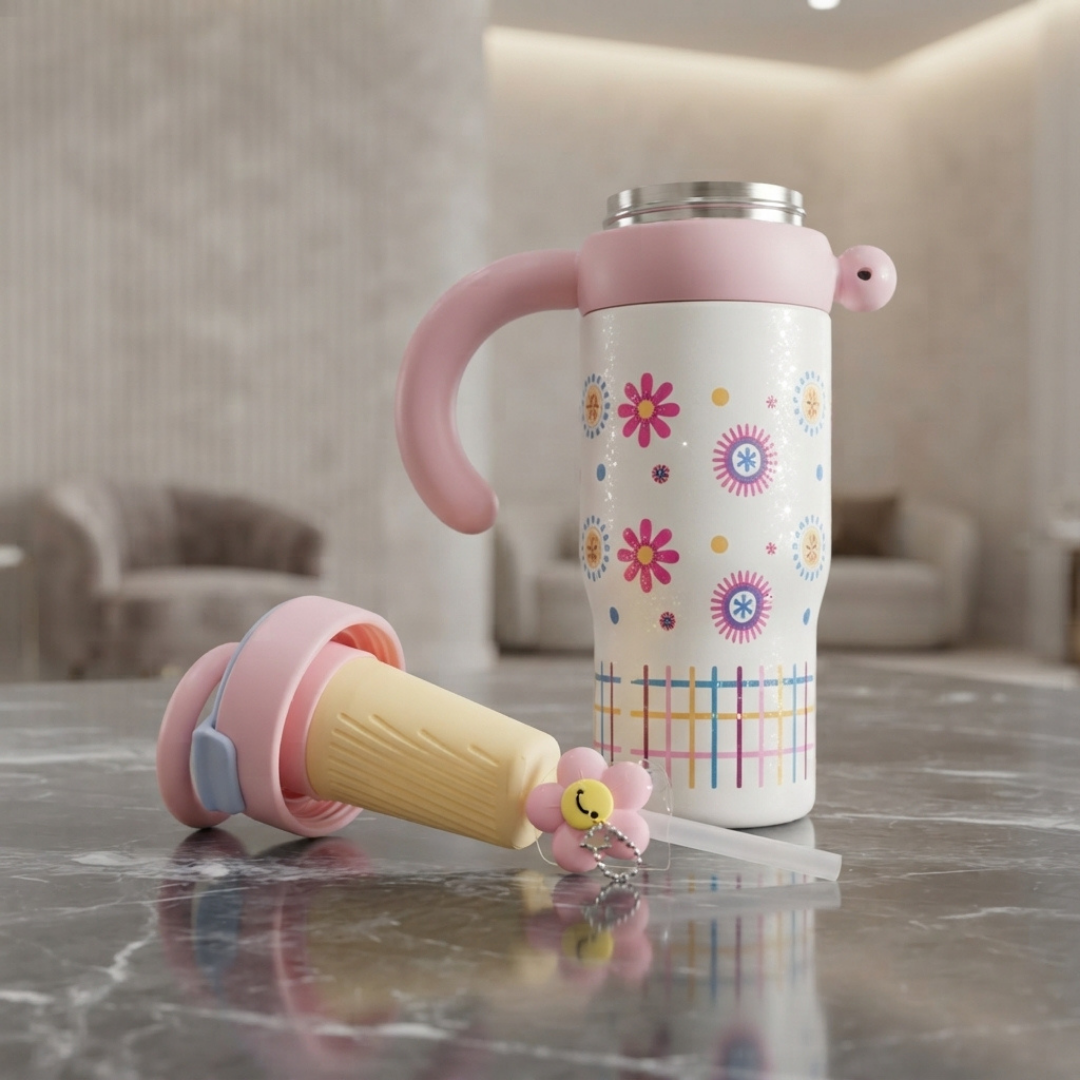 Floral Pattern Insulated Sport Water Bottle