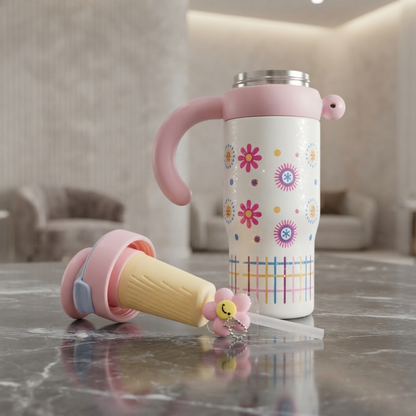 Floral Pattern Insulated Sport Water Bottle