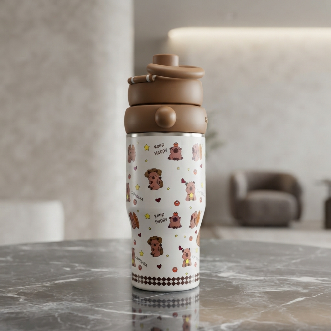 Capybara Print Sport Water Bottle