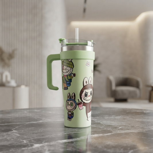 Green Cartoon Travel Tumbler