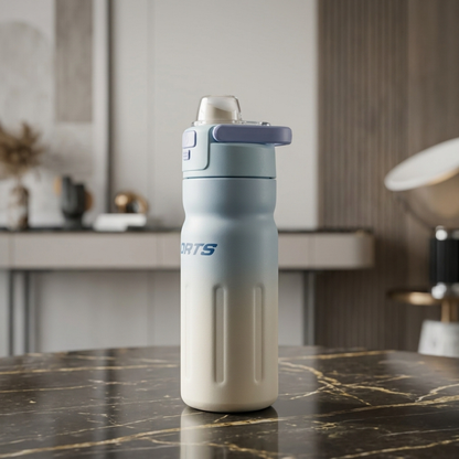 Sports Water Bottle with Push-Button Flip Lid