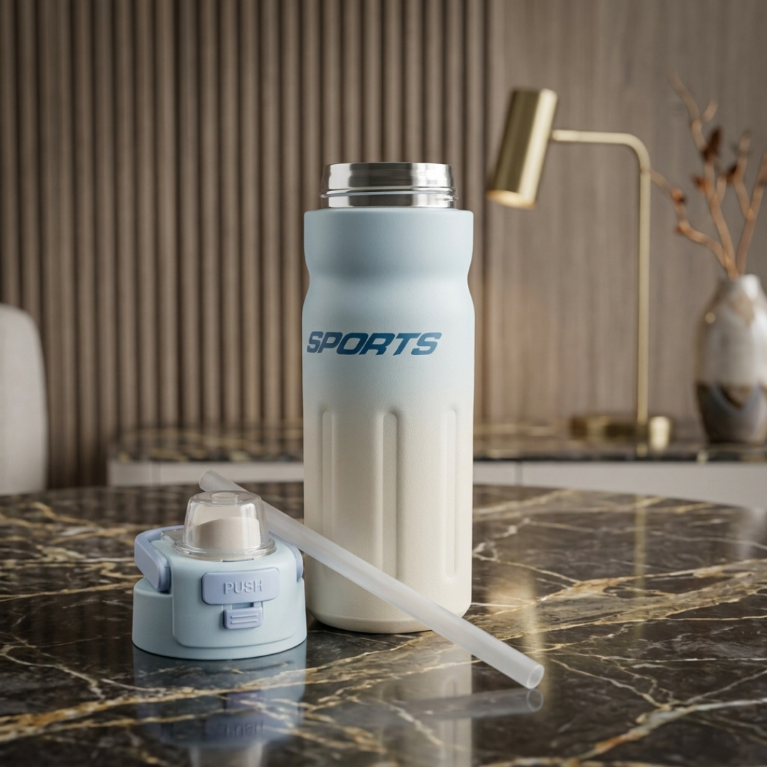 Sports Water Bottle with Push-Button Flip Lid