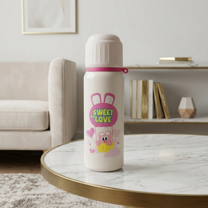 Cute Pink & White Kids Water Bottle