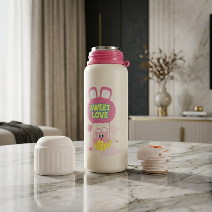 Cute Pink & White Kids Water Bottle