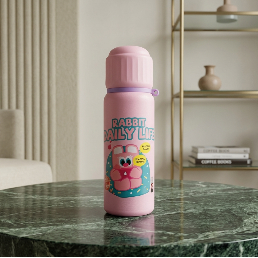 Cute Rabbit Daily Life Insulated Water Bottle