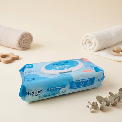 Nexton Baby Wipes - Fragrance Free, Soft & Thick, 64 Wipes