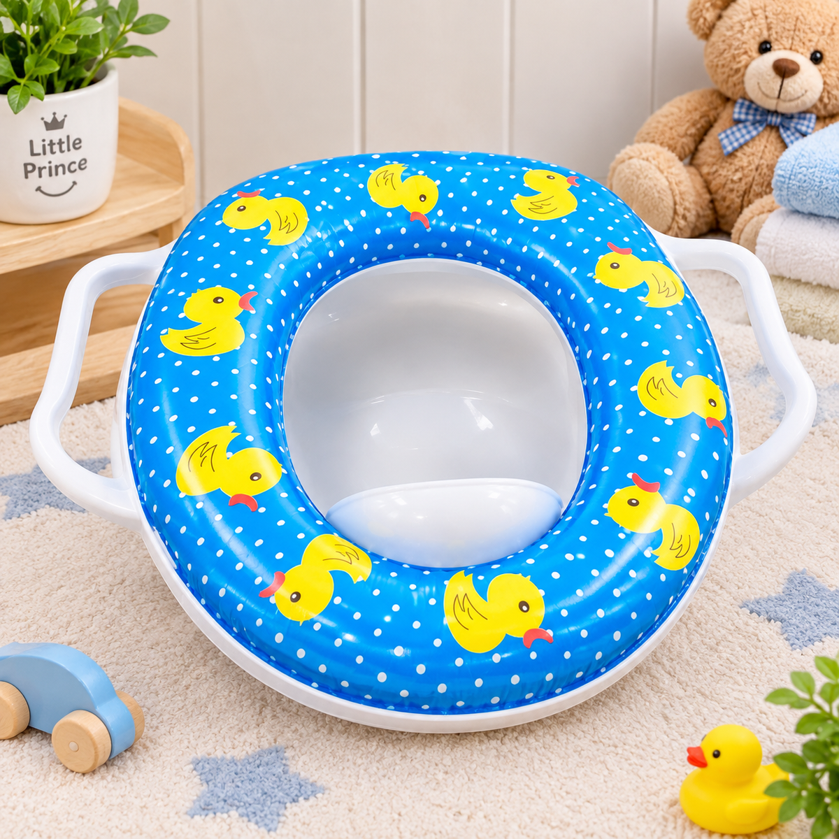 Blue Duck-Patterned Baby Potty Training Seat