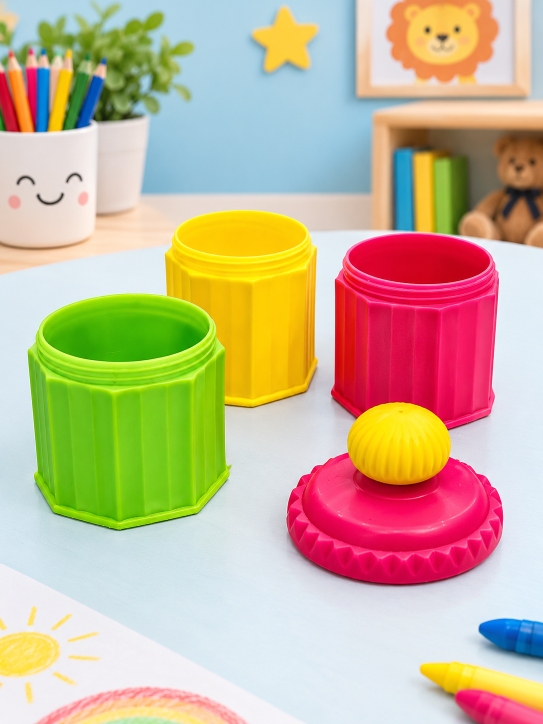 Colorful Stackable Baby Formula and Snack Dispenser