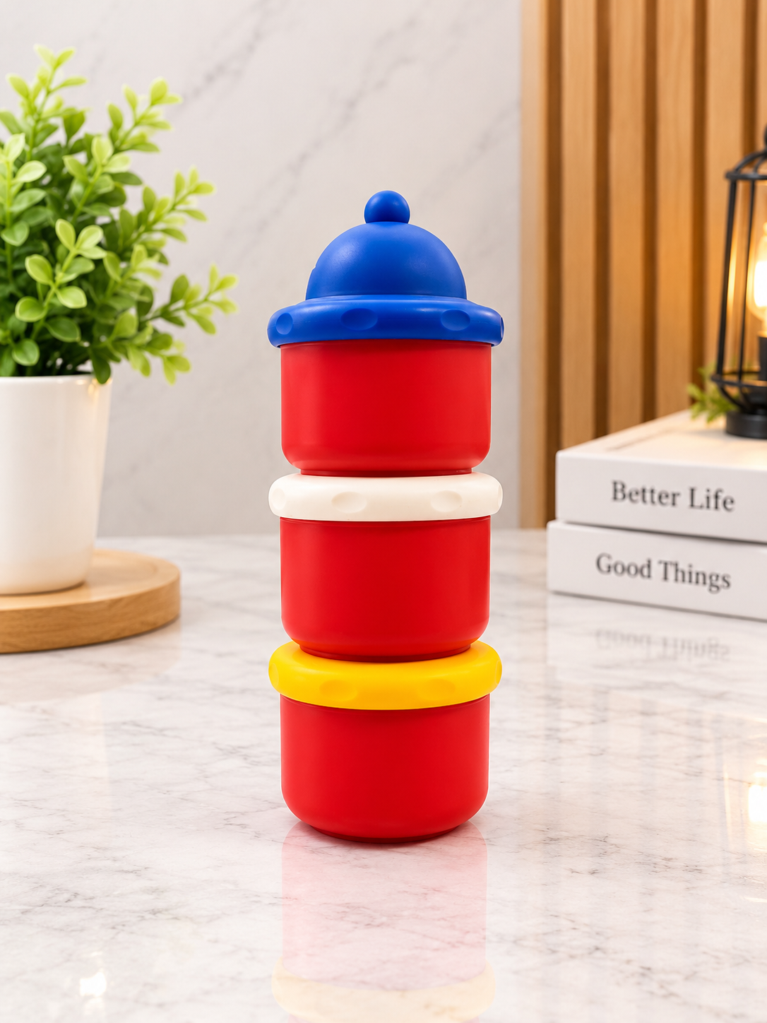 Stackable Multi-Color Travel Snack and Formula Container