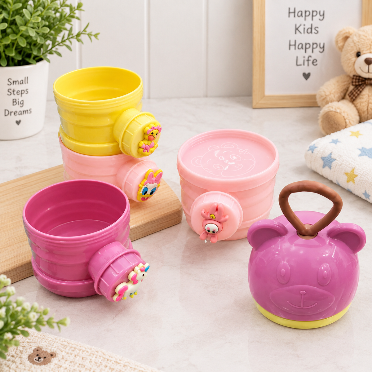 Stackable Multi-Character Baby Formula and Snack Dispenser