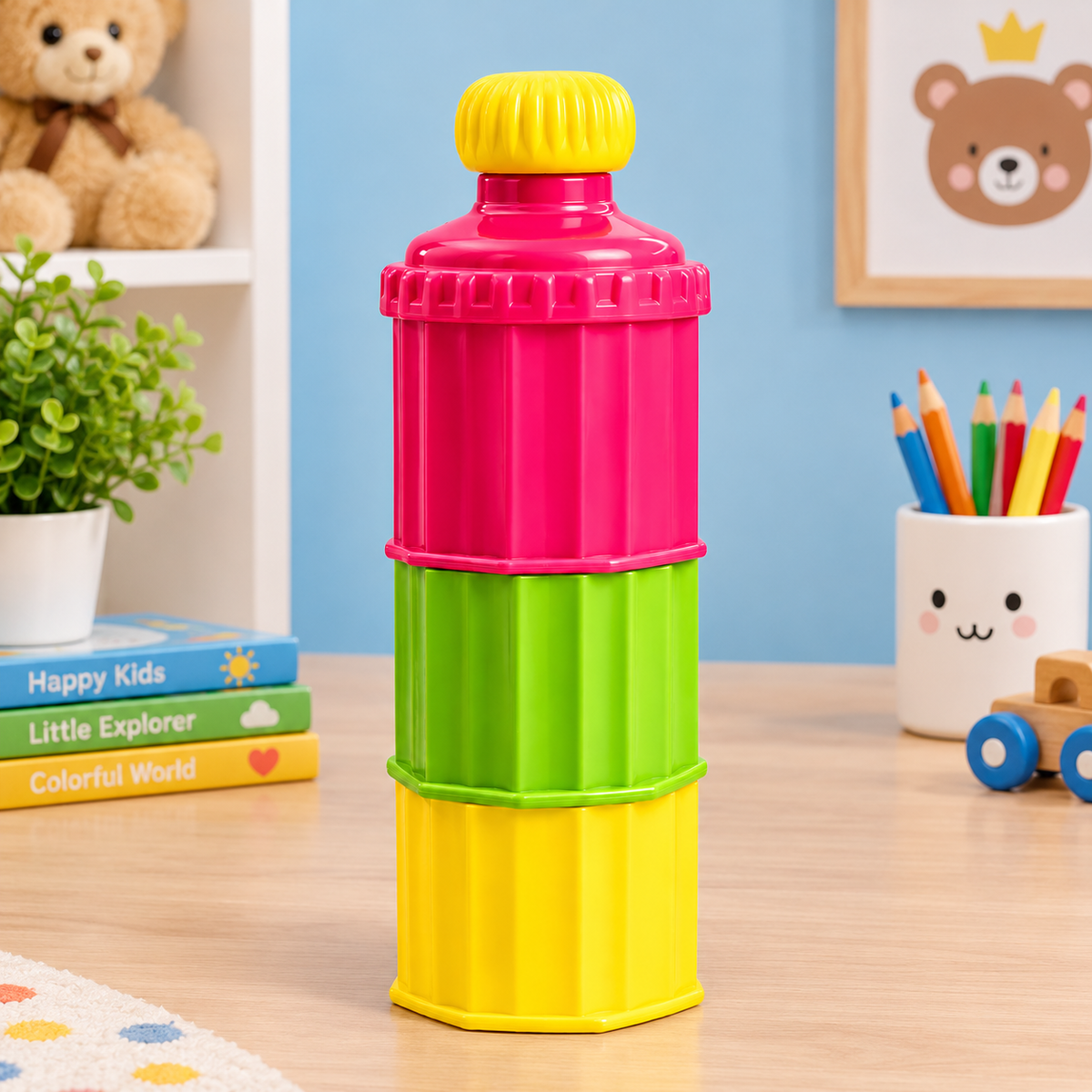 Colorful Stackable Baby Formula and Snack Dispenser