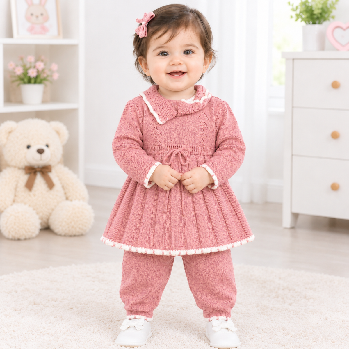 Baby Girls Pink Knitted Sweater Set