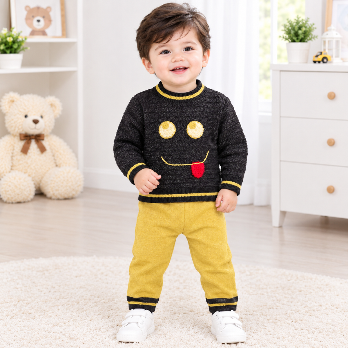 Baby Boys Black & Yellow Knit Sweater Set