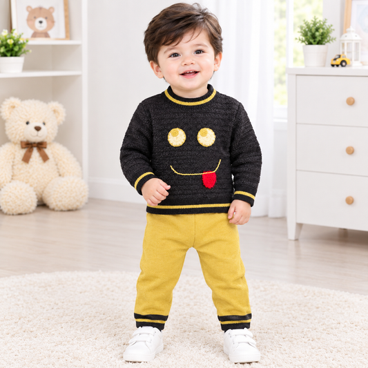 Baby Boys Black & Yellow Knit Sweater Set
