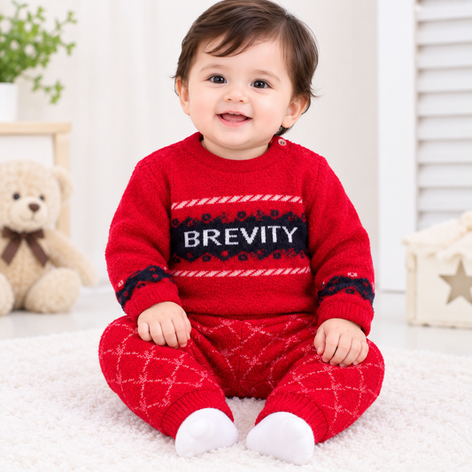 Baby Boys Red Knitted Winter Set