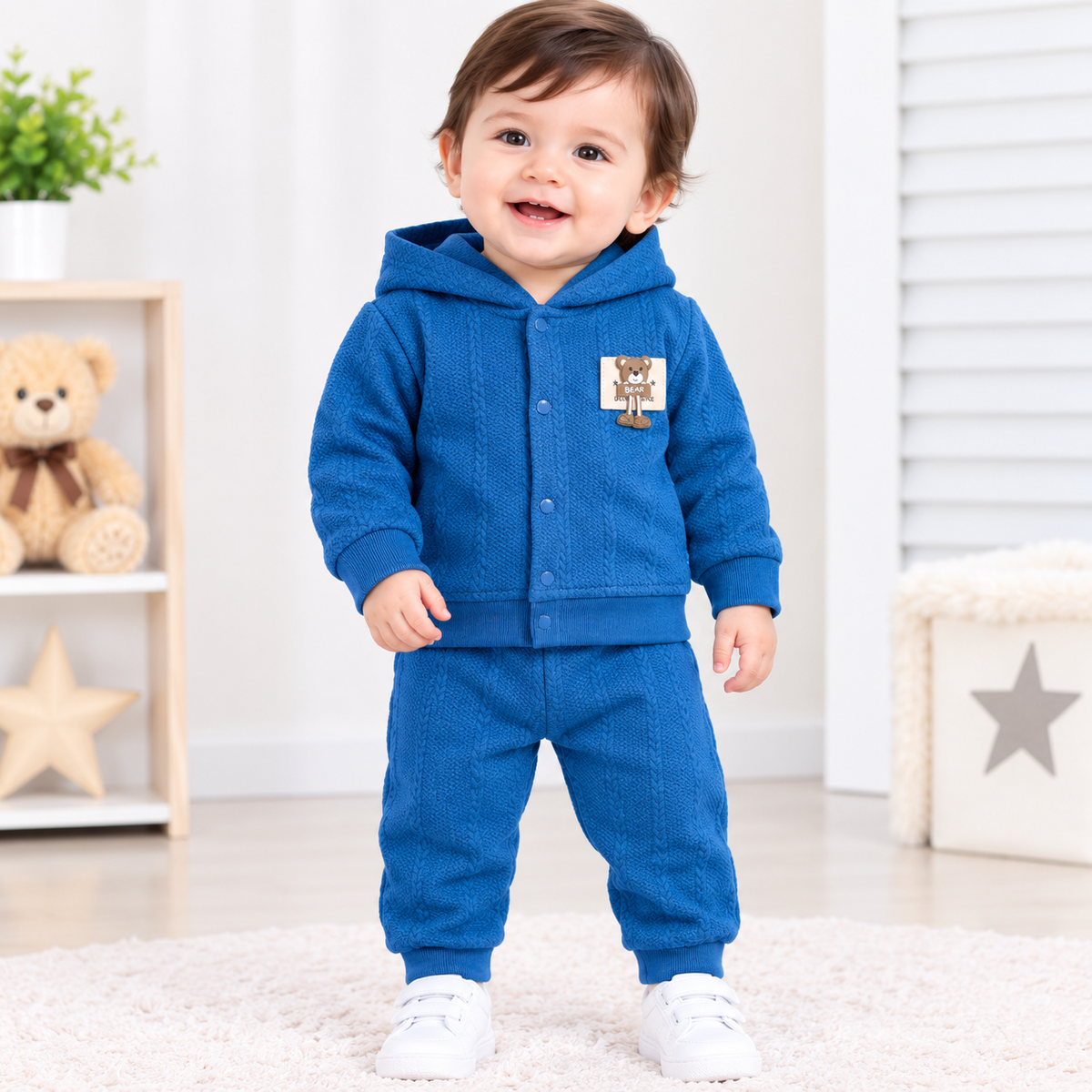 Baby Boys Winter Blue Hooded Tracksuit Set