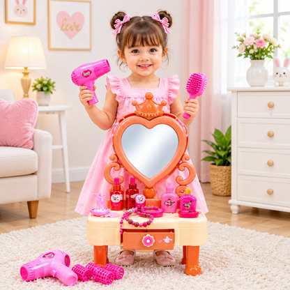 Kids Pretend Makeup Vanity Set – Princess Dressing Table & Beauty Playset