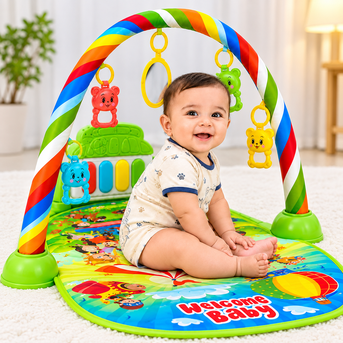Baby Play Mat with Hanging Toys Fun