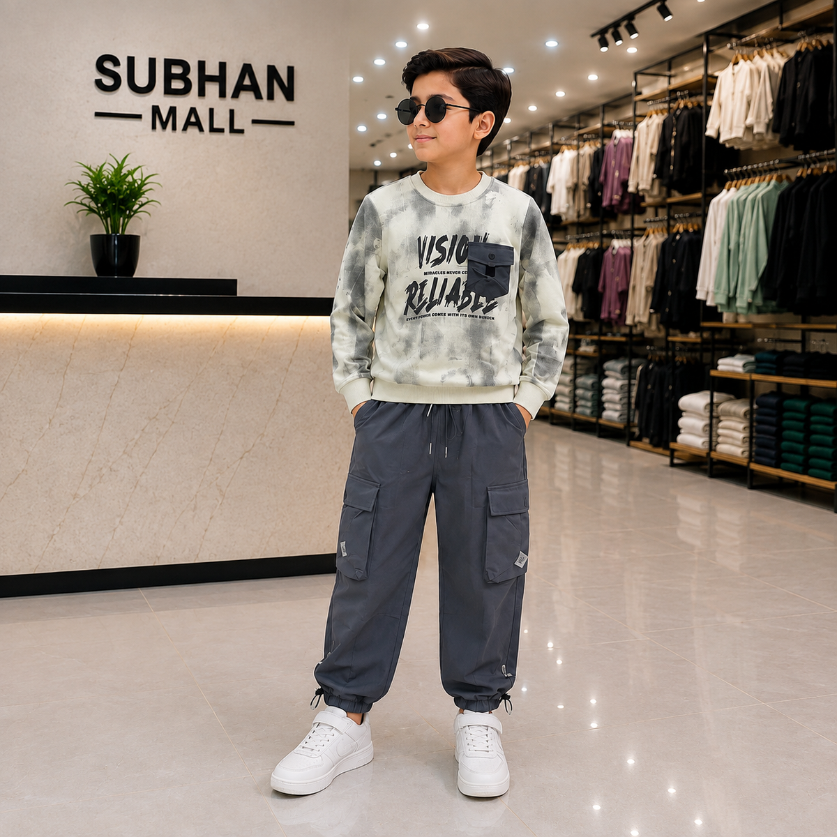 Boys Premium Sweatshirt & Cargo Pants Set
