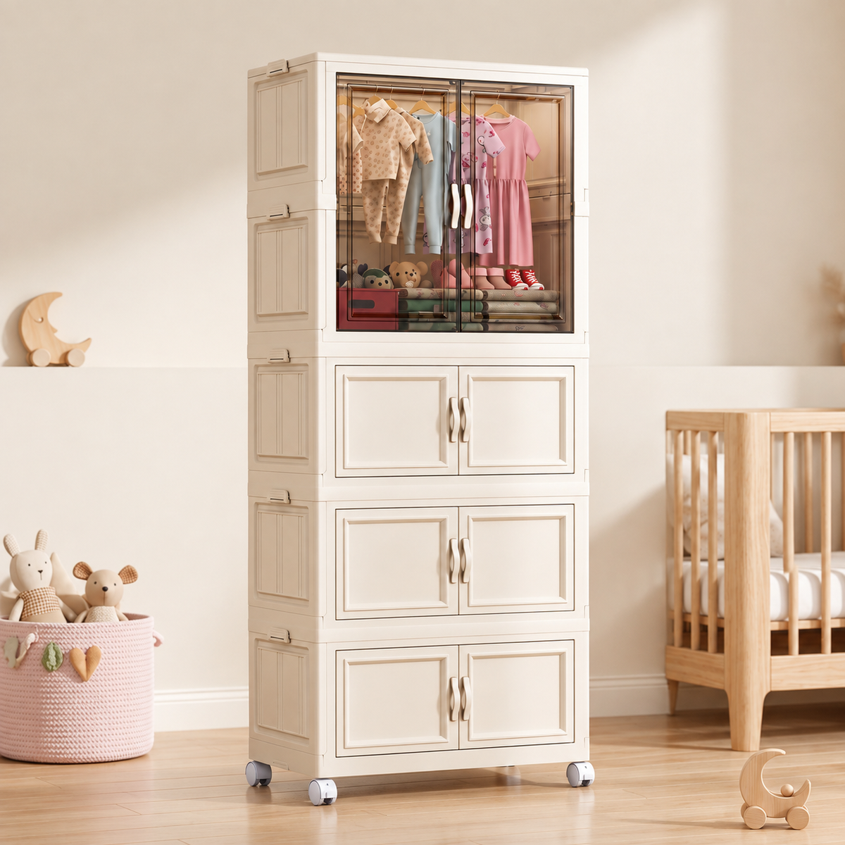 Elegant Baby Wardrobe and Kids Clothing Storage Cabinet