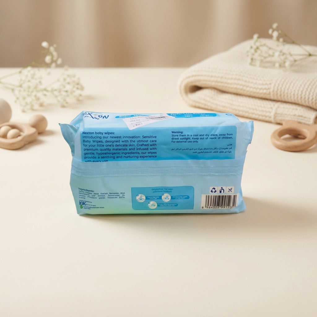 Nexton Baby Wipes - Fragrance Free, Soft & Thick, 64 Wipes