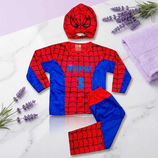 Kids Spider-Man 3-Piece Winter Night Suit Set – Red & Blue