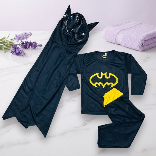 Kids Batman 3-Piece Winter Night Suit Set – Black & Yellow