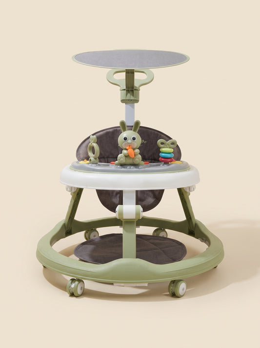 Green Canopy Baby Walker with Bunny Toy
