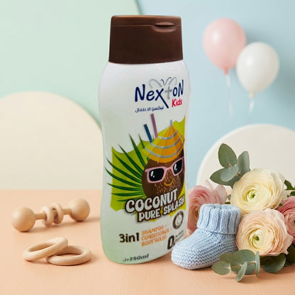 Nexton Kids Coconut Pure Splash 3-in-1 Shampoo, Conditioner & Body Wash – 250ml