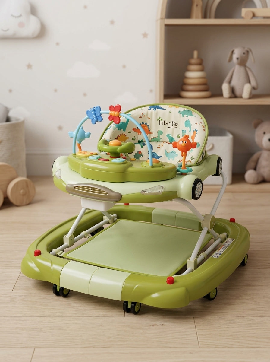 Infantes Green Dinosaur Baby Walker