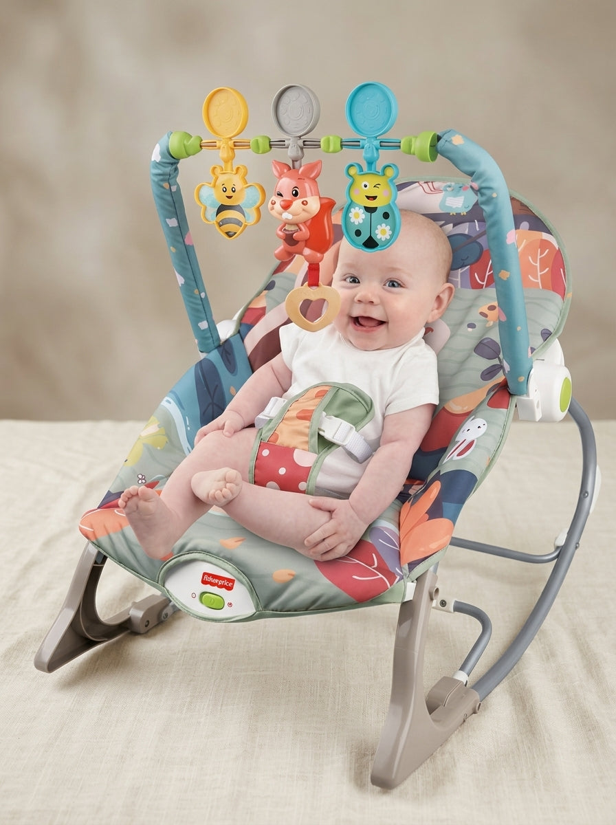 Forest-Themed Baby Rocker and Bouncer