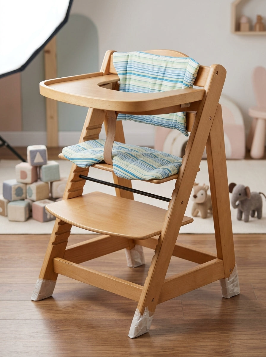 Wooden High Chair with Cushions