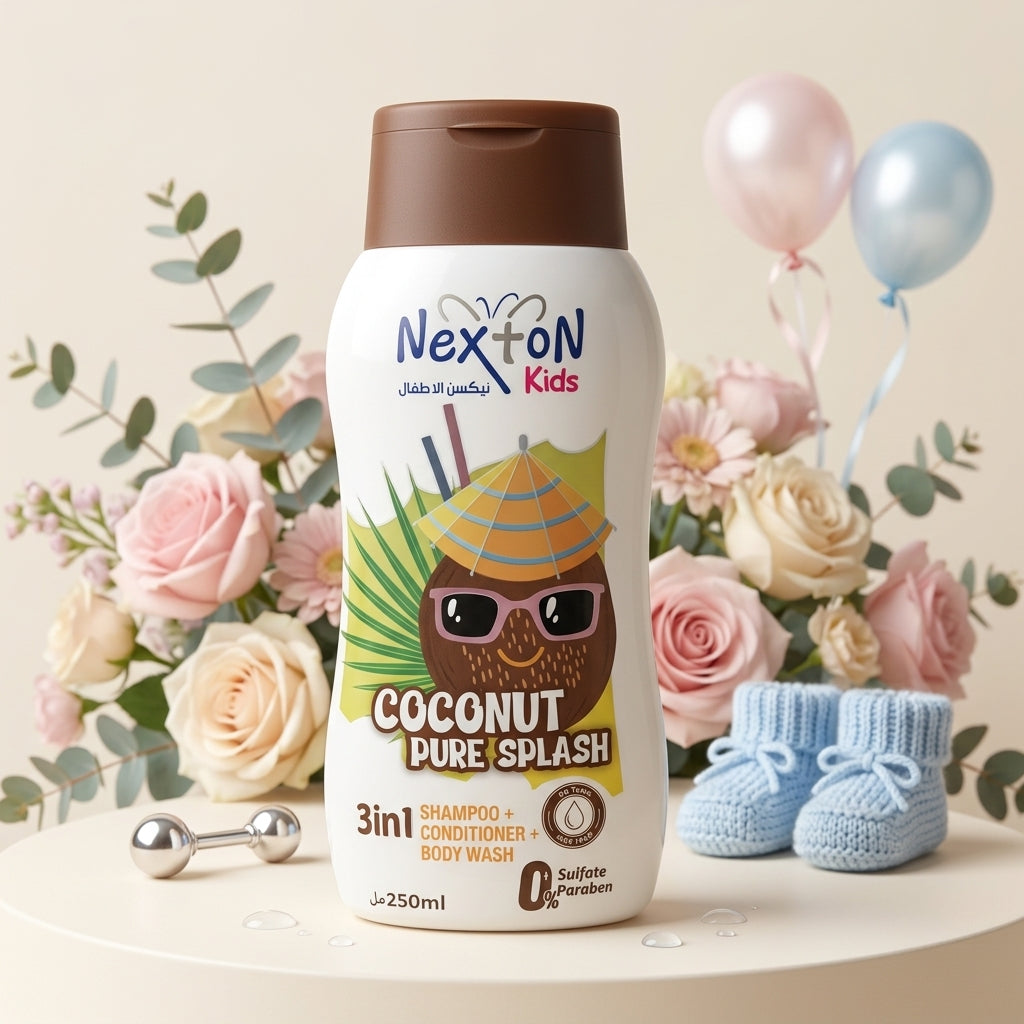 Nexton Kids Coconut Pure Splash 3-in-1 Shampoo, Conditioner & Body Wash – 250ml