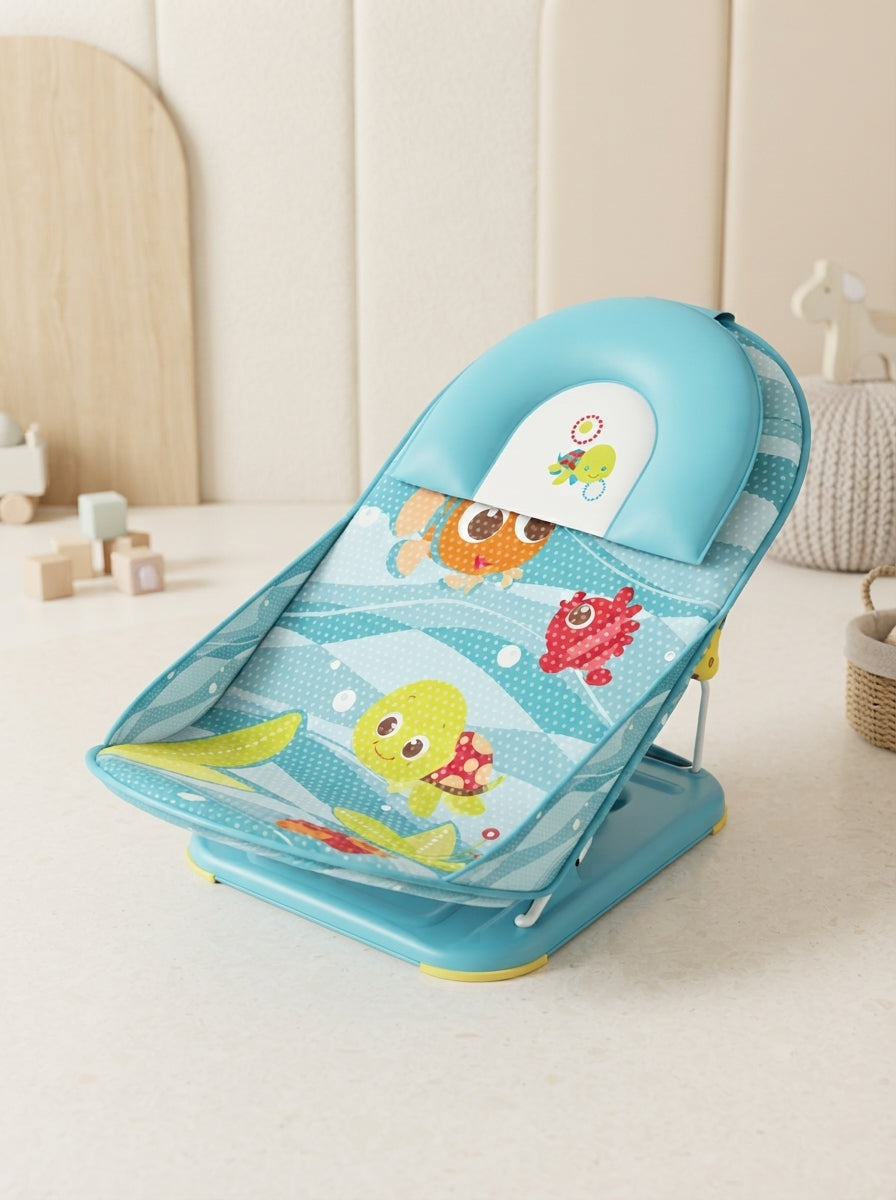 Blue Sea Creature Print Baby Bath Bouncer Chair