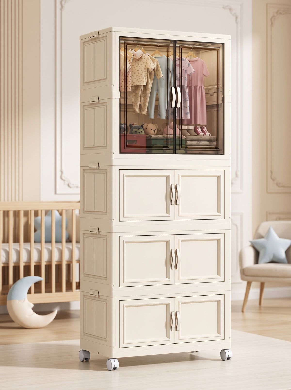 Elegant Baby Wardrobe and Kids Clothing Storage Cabinet