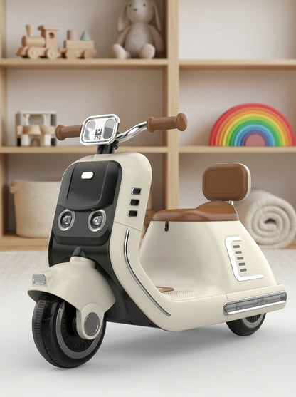 Kids Cream Electric Ride-On Scooter