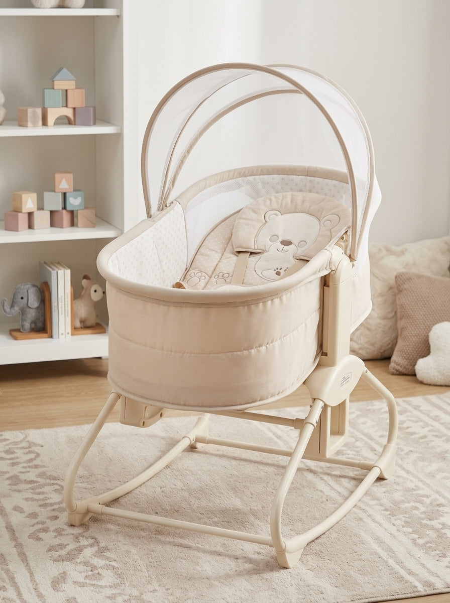 Beige Baby Bassinet and Rocker