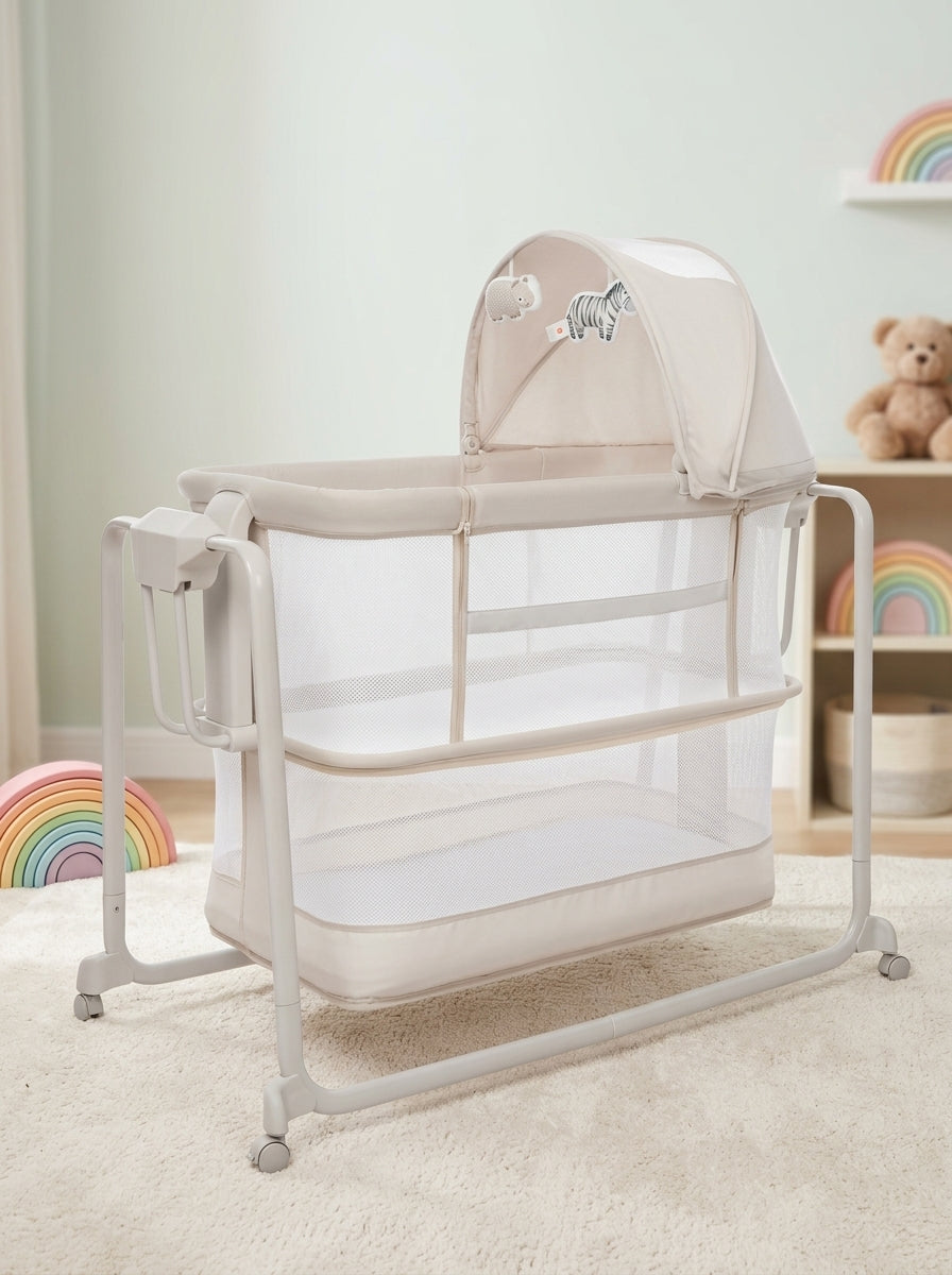 Beige Mesh Baby Bassinet
