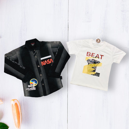 Boy's Black DoubleLayer Shirt | 4-8 Years