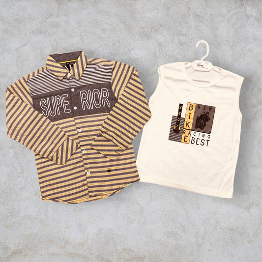 Lineing Double Shirt For Boy's | 4-8 Years