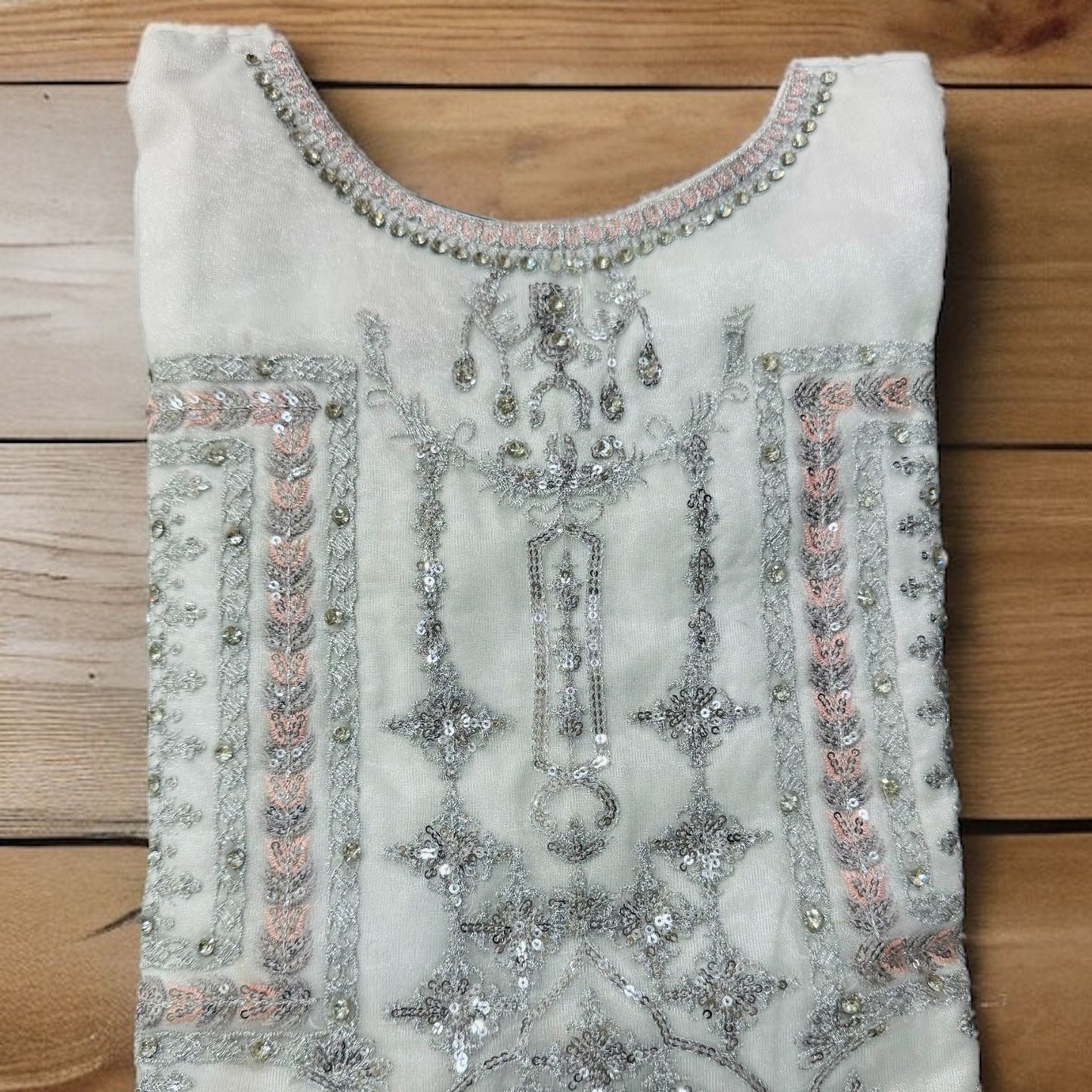 White Short Kameez with Embdroidery And Sharara