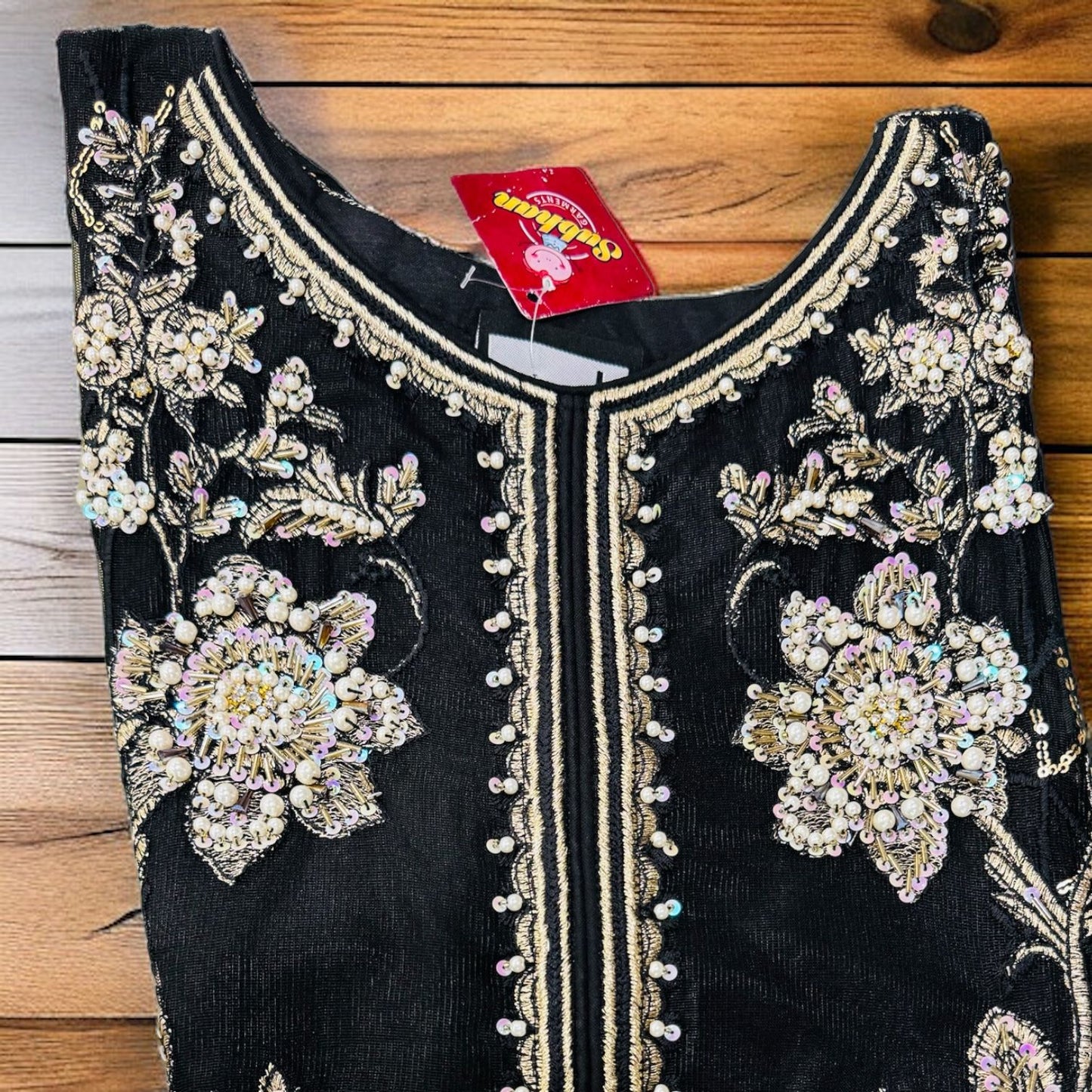 Ladies Black Short Kameez And Sharara With EMBROIDERY