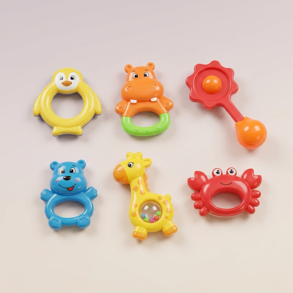 Baby Animal Rattle Toy Set – 6 Piece