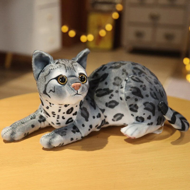 Realistic Spotted Cat Plush Toy – Soft & Cuddly Stuffed Animal