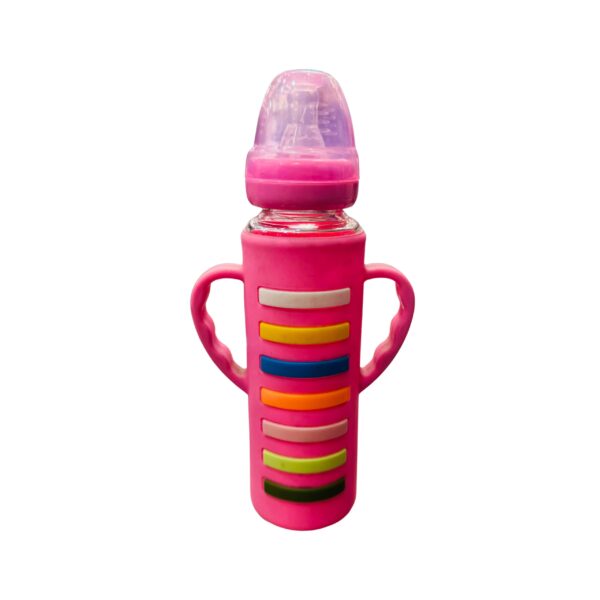 Colorful Baby Feeding Bottle with Soft Silicone Nipple & Easy-Grip Handles