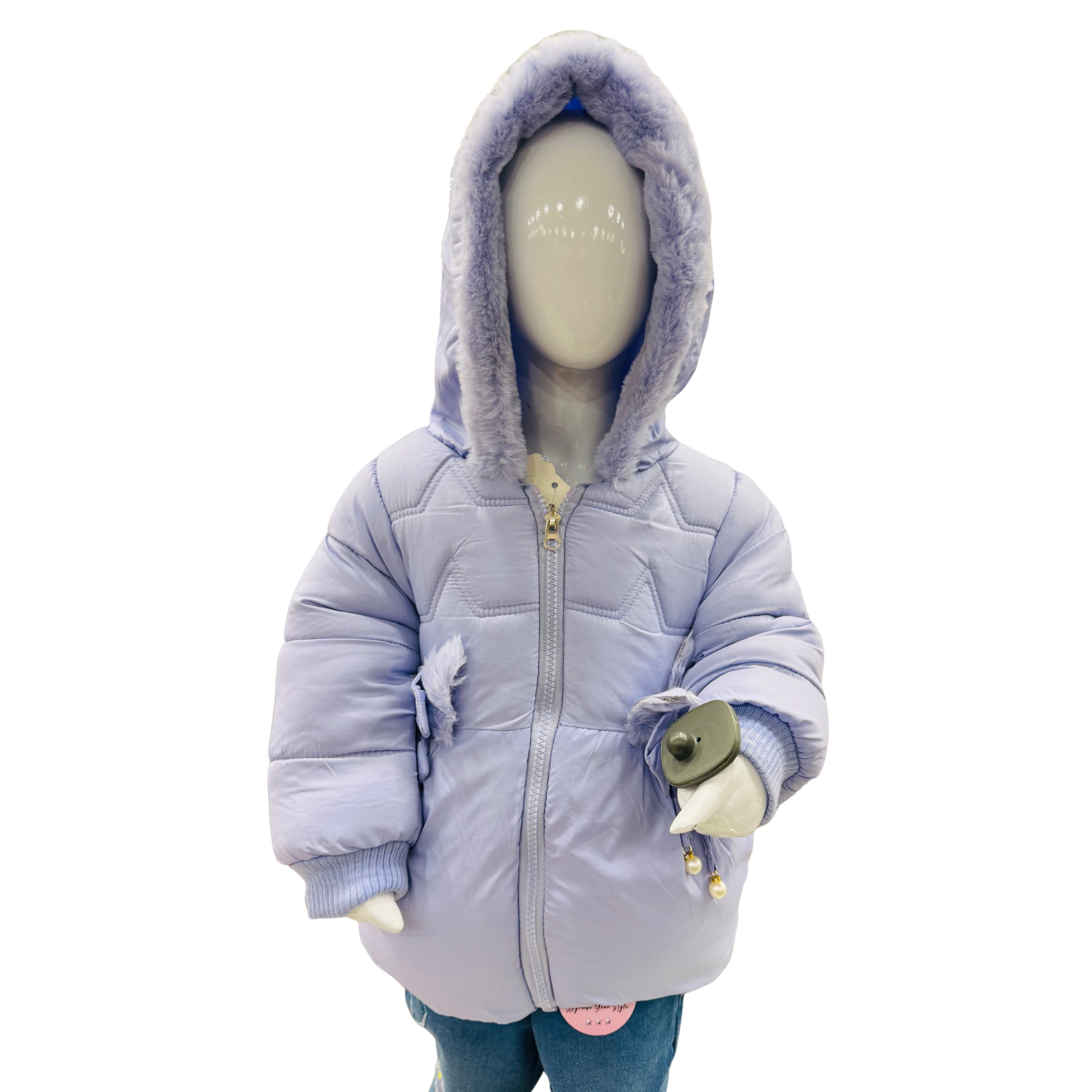 Girls Winter Padded Hooded Jacket with Fur Lining